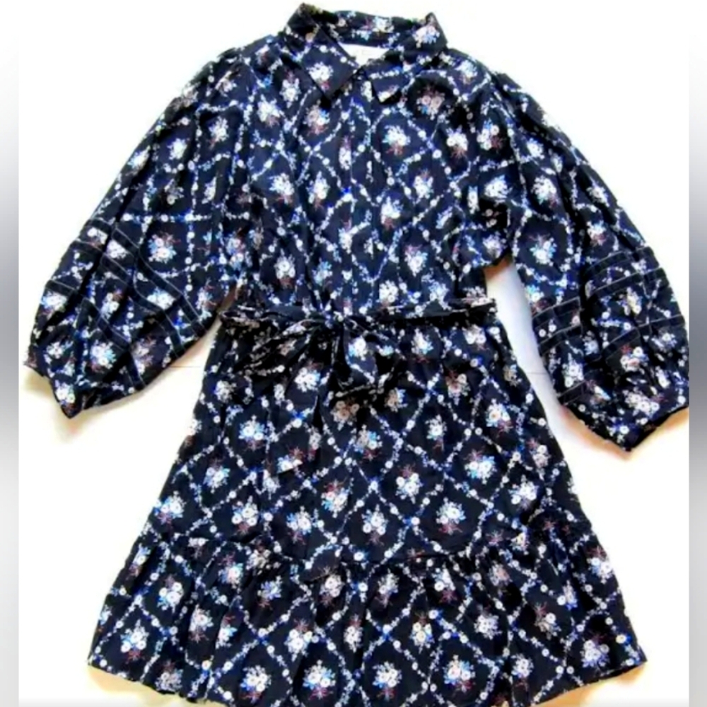 Lauren Conrad, long sleeve, blue floral dress